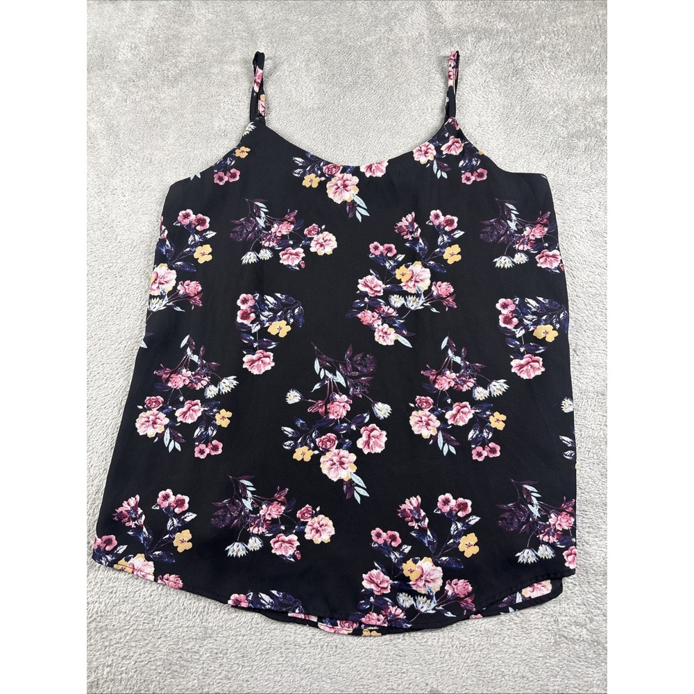 Pink Republic Tank Top Women's Black Floral Sleeveless Size Medium